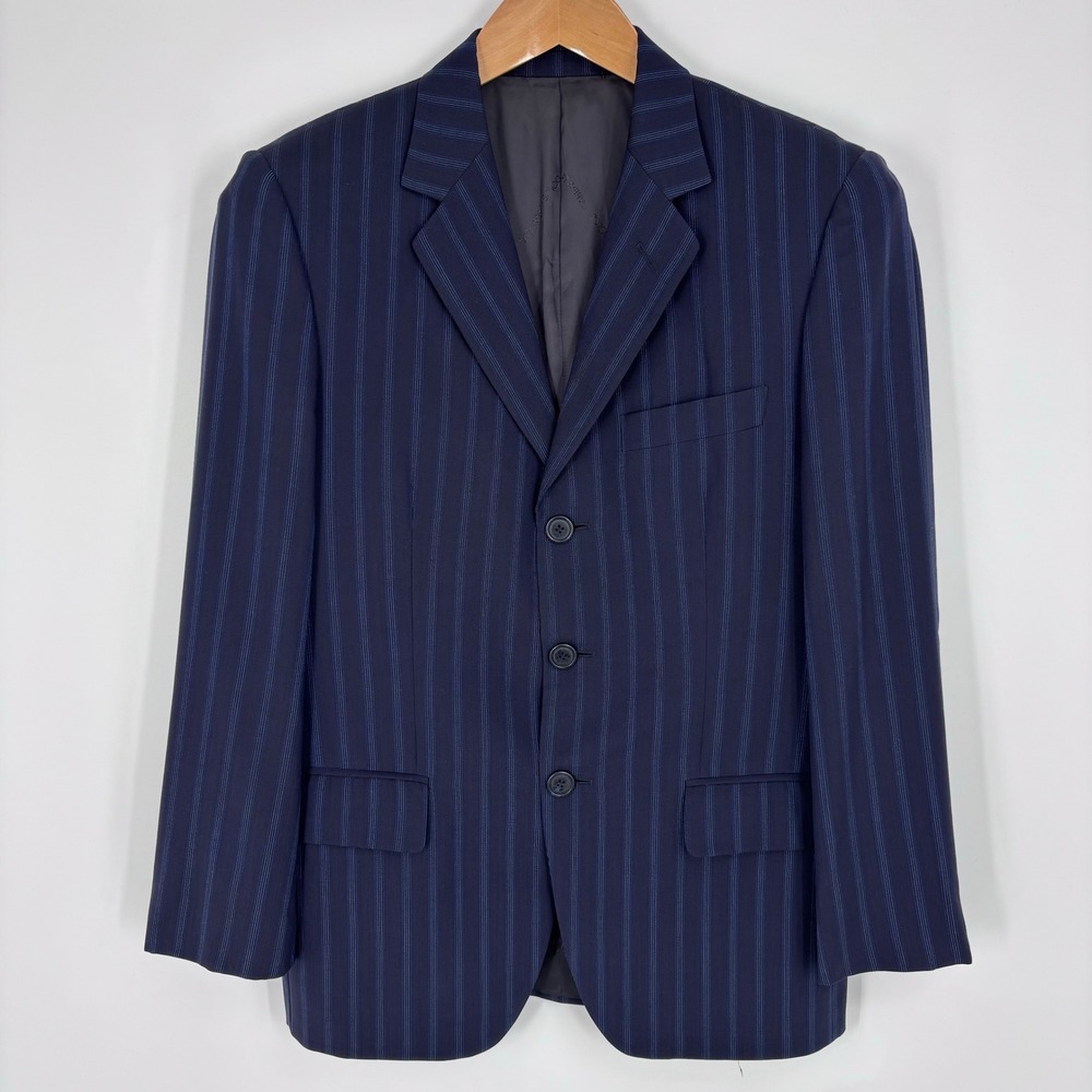 Vintage 90s Dolce & Gabbana Navy Pinstripe 3 Button Blazer IT 46 Fits US 38R